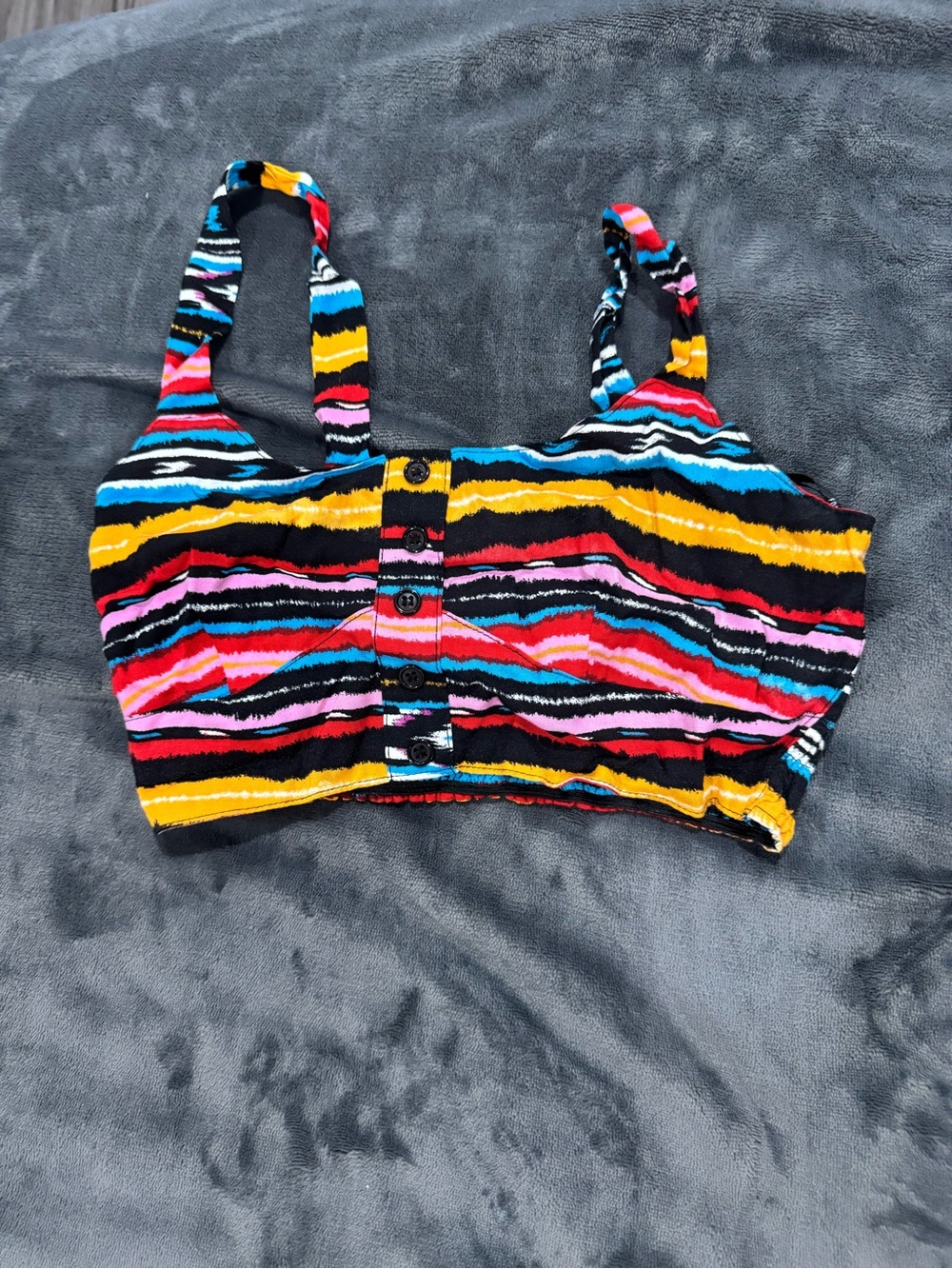 Forever 21 Multicolor Striped Button-Front Crop Top